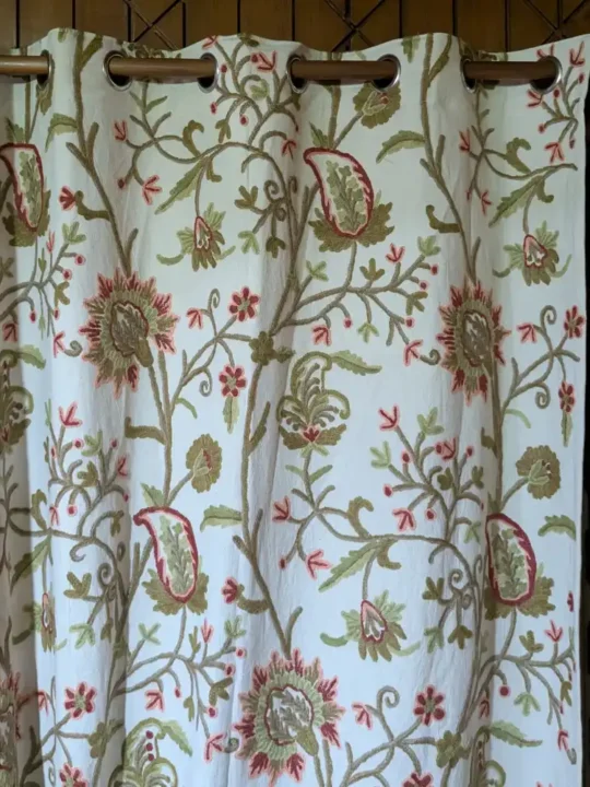 Kashmiri Crewel Curtain in Premium Cotton with Handwork