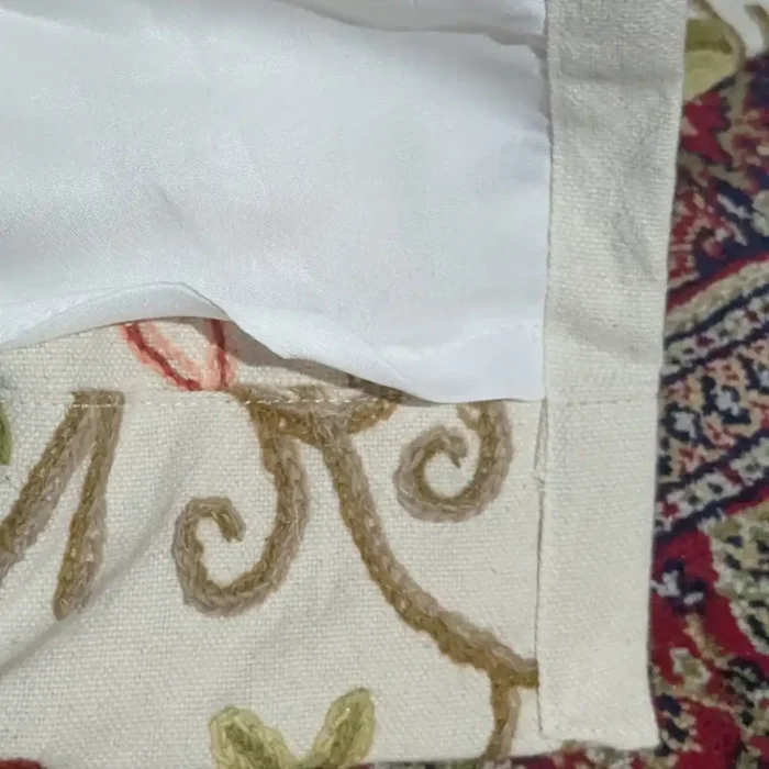Kashmiri Creamy Premium Cotton Curtain with Hand Crewel Floral Trails - Image 5