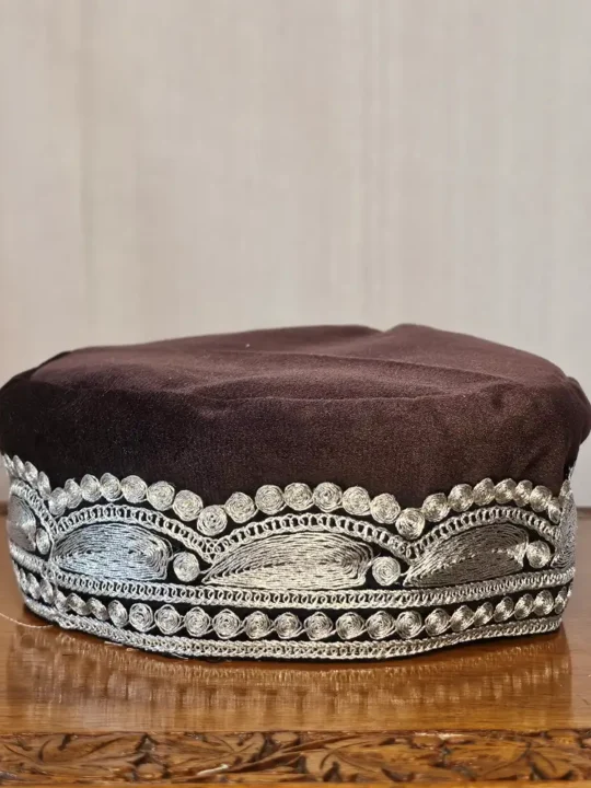 Brown Velvet Tilla Kids Kashmiri Cap - Lokchaar