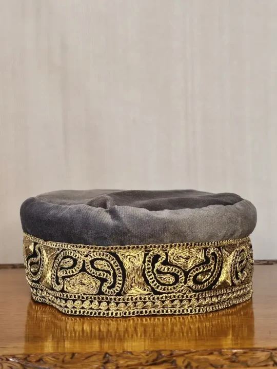 Grey Kids Tilla Embroidered Kashmiri Cap - Lokchaar