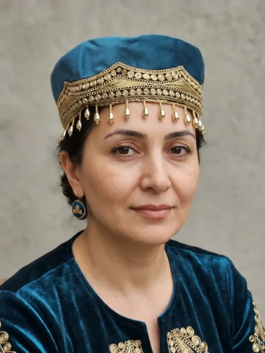 Kashmiri Cap for Women in Green Velvet with Tilla Embroidery