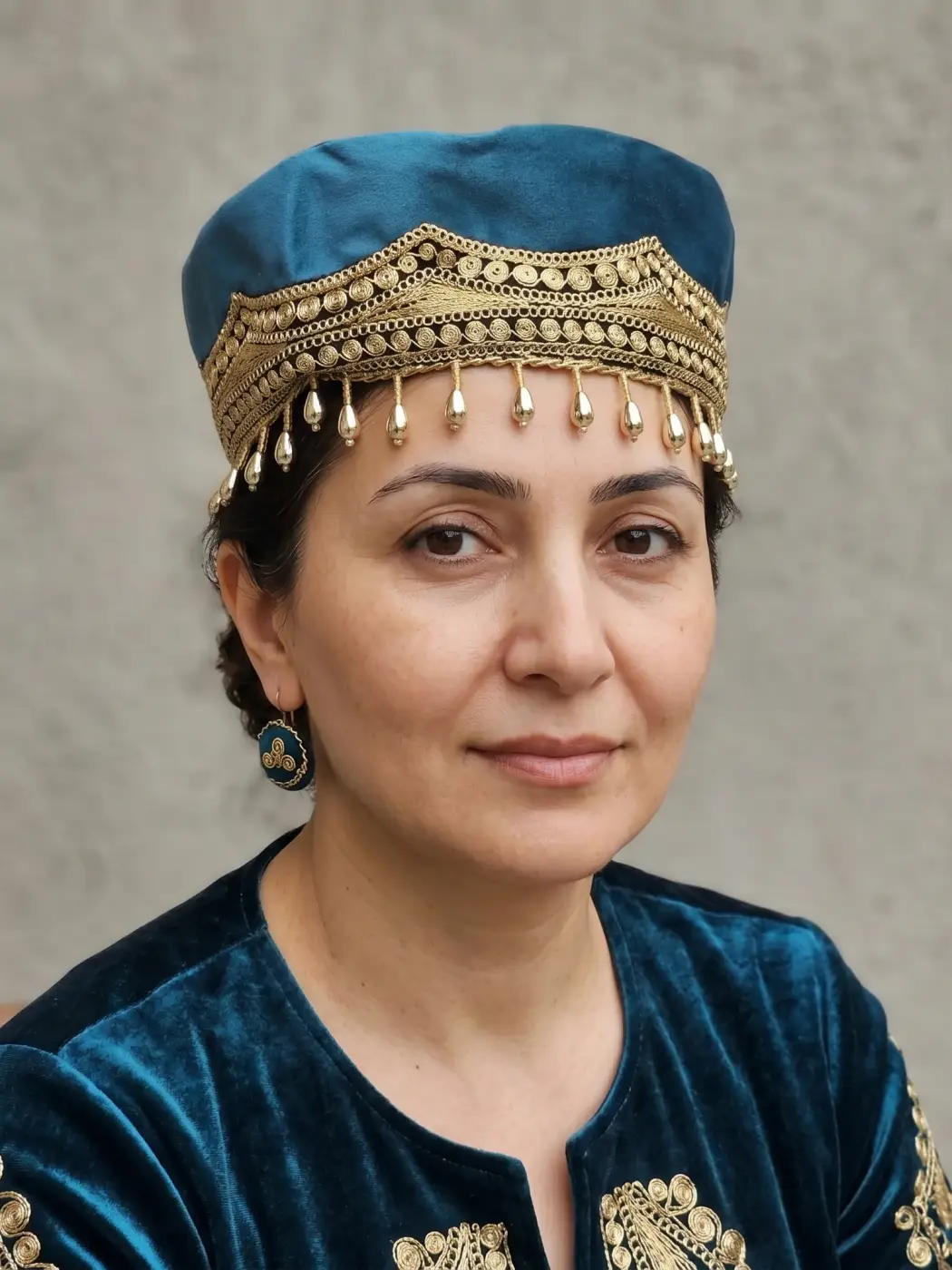 Kashmiri Cap for Women in Green Velvet with Tilla Embroidery