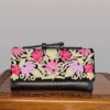 Kashmiri Rich Black Wallet with Floral Aari Embroidery and Handle - Pahalgam Collection