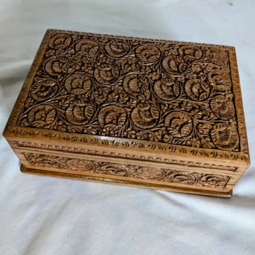 Handcrafted Kashmiri Walnut Box for Jewellery & Keepsakes