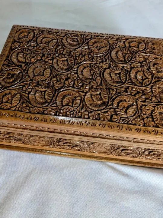 Handcrafted Kashmiri Walnut Box for Jewellery & Keepsakes