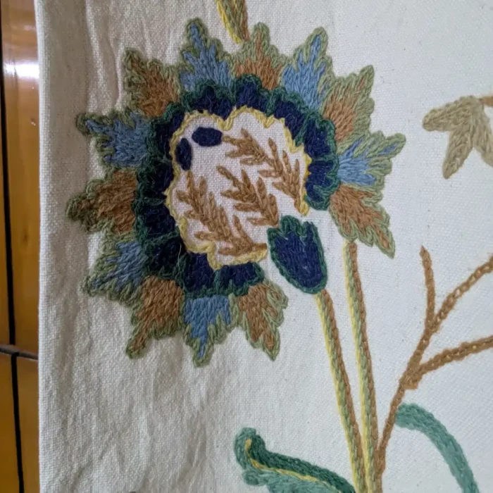 Kashmiri Curtain in Premium Cotton with All-Over Hand Crewelwork - Image 4