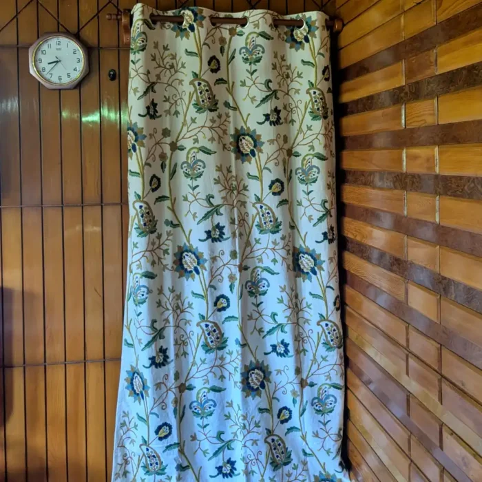 Kashmiri Curtain in Premium Cotton with All-Over Hand Crewelwork - Image 2