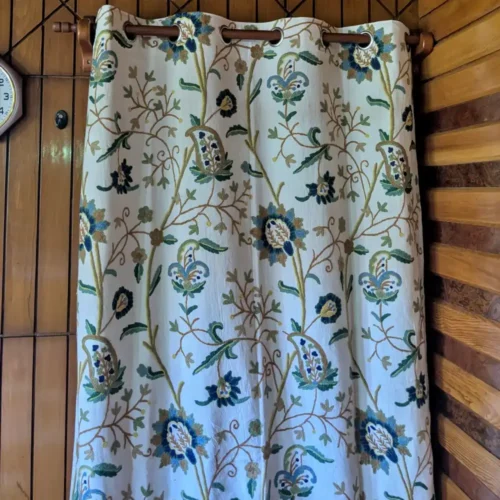 Kashmiri Curtain in Premium Cotton with All-Over Hand Crewelwork