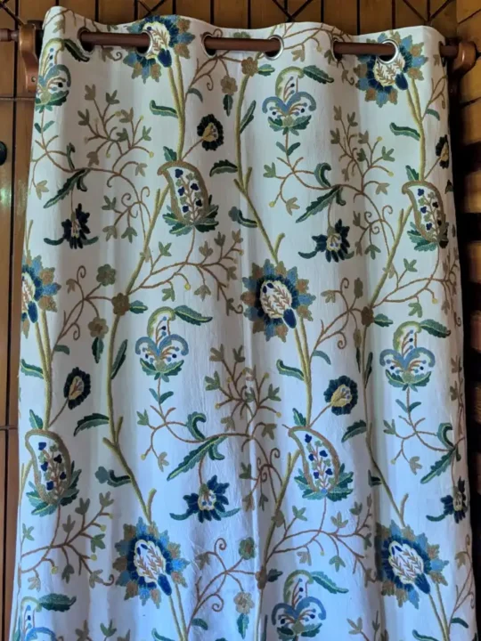Kashmiri Curtain in Premium Cotton with All-Over Hand Crewelwork