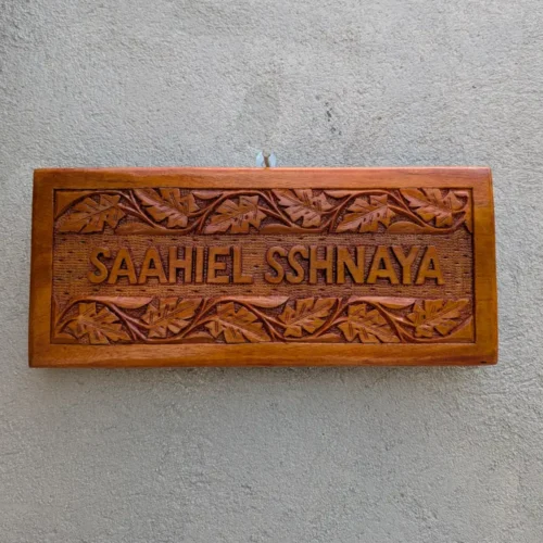 Kashmiri Walnut Wooden Carved Handmade Nameplate for Home, Office, etc Entrance Outdoor