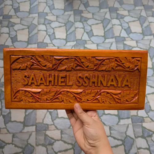 Kashmiri Walnut Wooden Carved Handmade Nameplate for Home, Office, etc Entrance Outdoor