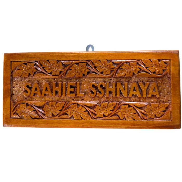 Kashmiri Walnut Wooden Carved Handmade Nameplate for Home, Office, etc Entrance Outdoor - Image 4