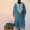 Kashmiri Teal Blue Kurta Set with Aari Embroidery - Falaq