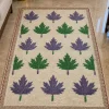 Premium Cream Kashmiri Namda Rug with Blue-Green Chinar Leaves – 7x3 ft