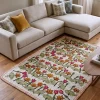 Cream Wool Namda Rug - Premium Floating Lotus Garden with Dal Lake Waves Design | 6x4 ft | Hand Aari Emb