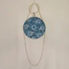 Aari Embroidered Round Beige Color Velvet Clutch with Sling