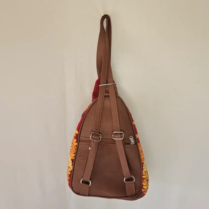 Kashmiri Aari Embroidered Multi-Way Red Backpack | Arabian Pithoo - Pahalgam - Image 2