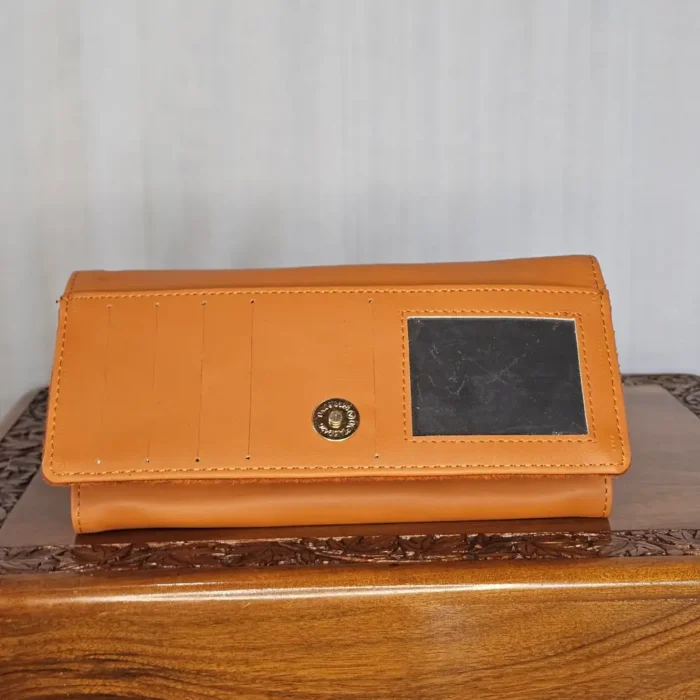 Brown Kashmiri Wallet with Aariwork and Top Carry Handle - Pahalgam Collection - Image 4