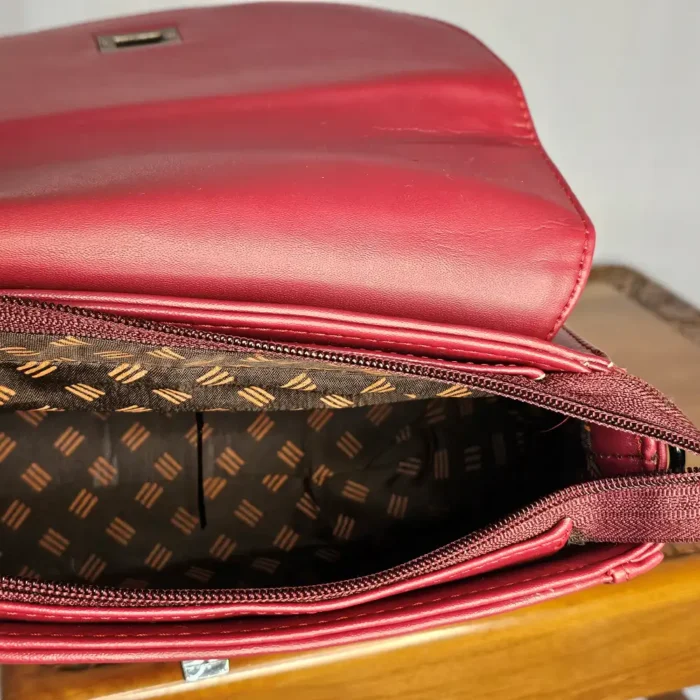 Kashmiri Small Maroon Handbag | Sling with Top Handle - Aari Work - Pahalgam Collection - Image 4