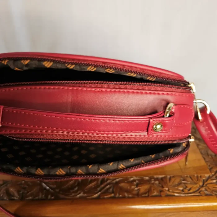 Kashmiri Aari Embroidered Maroon Messenger Box Bag with Sling - Pahalgam Collection - Image 4