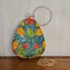 Kashmiri Almond-Shaped Aari Embroidered Grey Clutch with Sling - Pahalgam Collection