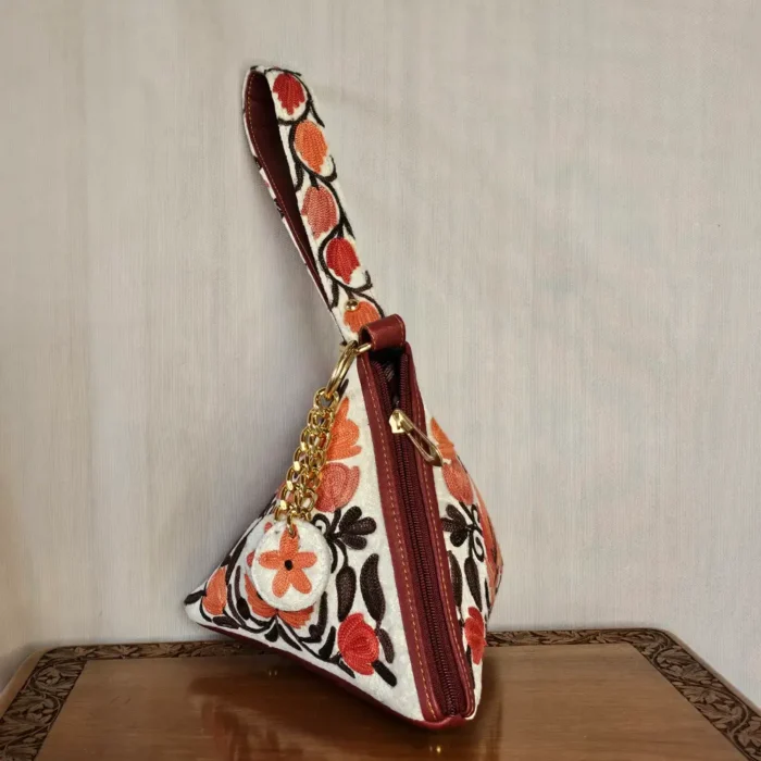 Kashmiri Greyish Potli Bag with Kashmiri All-over Aari - Pahalgam Collection - Image 2