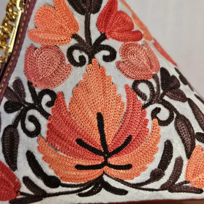 Kashmiri Greyish Potli Bag with Kashmiri All-over Aari - Pahalgam Collection - Image 3