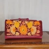 Kashmiri Maroon PU Wallet with Handle & Aari Floral Detail - Pahalgam Collection