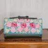 Green Kashmiri Wallet with Aari Embroidery and Top Handle - Pahalgam Collection