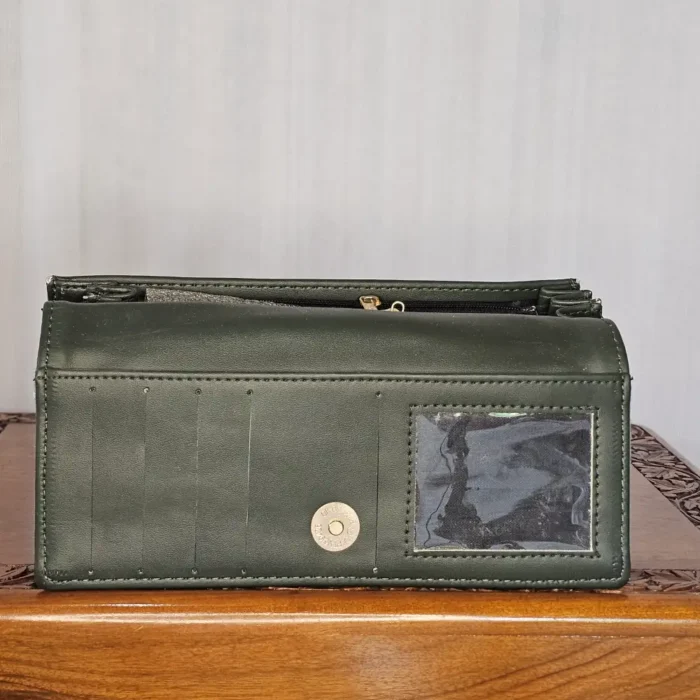 Green Kashmiri Wallet with Aari Embroidery and Top Handle - Pahalgam Collection - Image 3