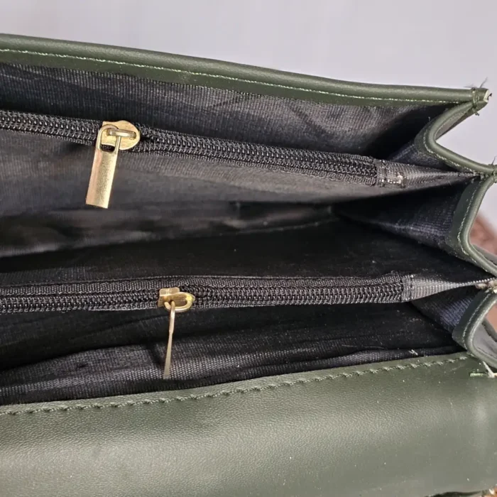 Green Kashmiri Wallet with Aari Embroidery and Top Handle - Pahalgam Collection - Image 4