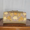 Beige PU Wallet with Delicate Aari Work and Top Grip