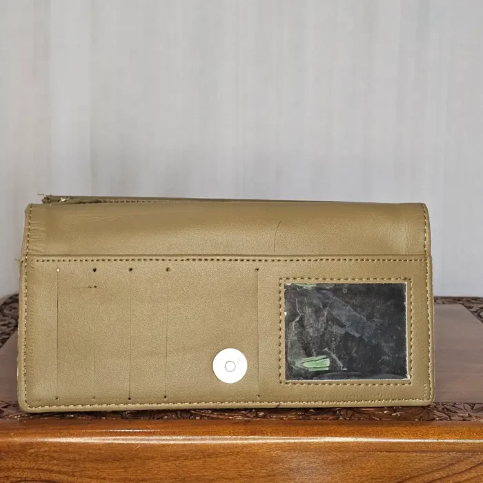 Kashmiri Beige Wallet with Delicate Aari Work and Top Grip - Pahalgam Collection - Image 3