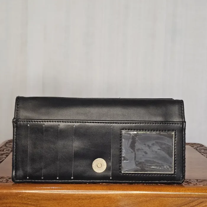 Black Kashmiri Wallet with Bold Aari Embroidery and Handle - Pahalgam Collection - Image 4