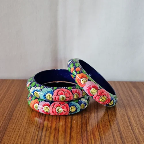 Set of 3 Kashmiri Paper Machie Bangles – Handpainted
