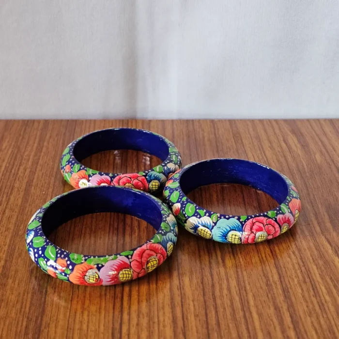 Set of 3 Kashmiri Paper Machie Bangles – Handpainted - Image 5