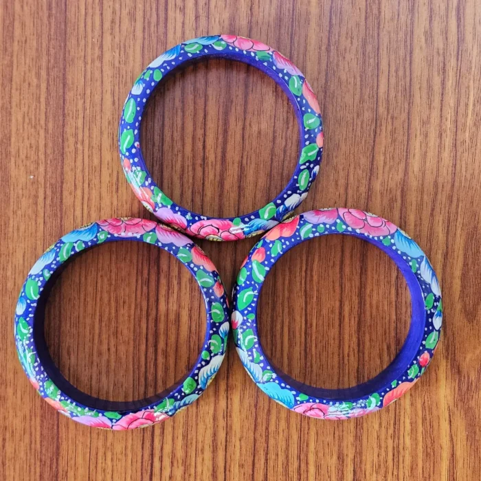 Set of 3 Kashmiri Paper Machie Bangles – Handpainted - Image 6