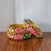 3-Piece Kashmiri Paper Machie Bangle Set – Classic Floral Design