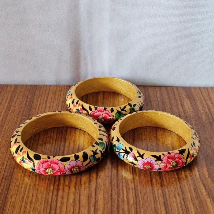 3-Piece Kashmiri Paper Machie Bangle Set – Classic Floral Design - Image 5
