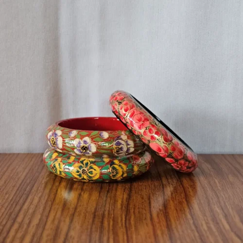 Bangles | Set of 3 – Kashmiri Paper Machie with Floral Motifs