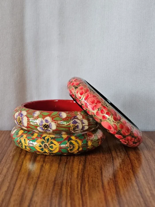 Bangles | Set of 3 – Kashmiri Paper Machie with Floral Motifs