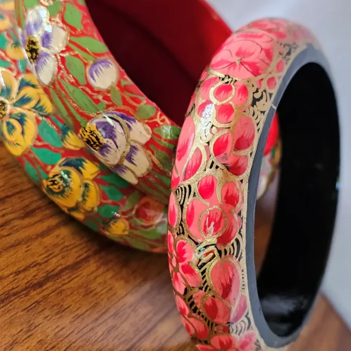 Bangles | Set of 3 – Kashmiri Paper Machie with Floral Motifs - Image 4