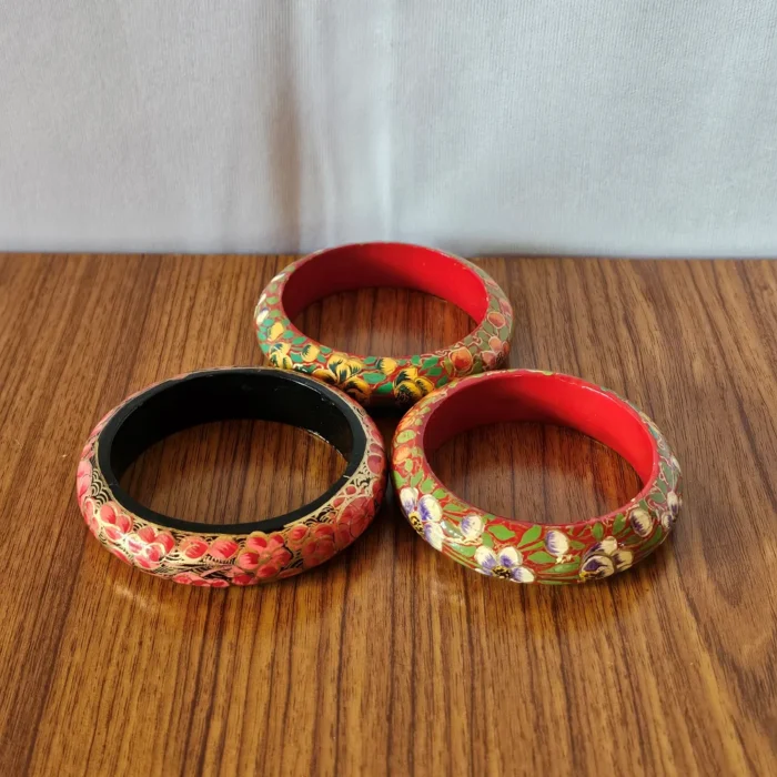 Bangles | Set of 3 – Kashmiri Paper Machie with Floral Motifs - Image 5