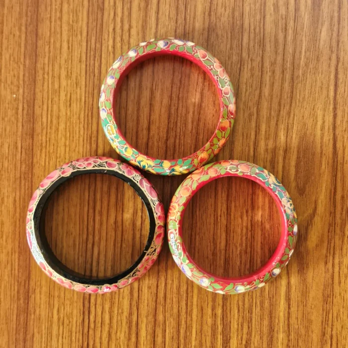 Bangles | Set of 3 – Kashmiri Paper Machie with Floral Motifs - Image 6