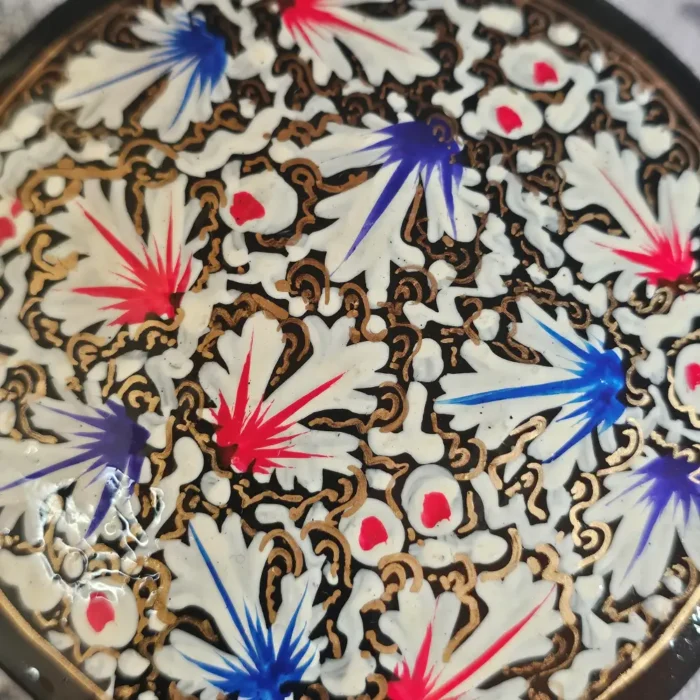 Kashmiri Floral Paper Machie Round Coaster Box - Image 5