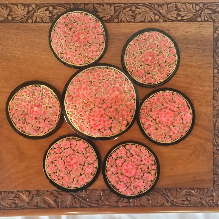 Traditional Kashmiri Coaster Box in Paper Machie - Image 3