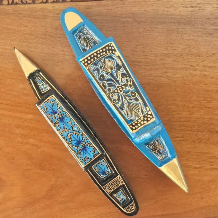Kashmiri Paper Machie Shikara – Blue and Black Tones - Image 2