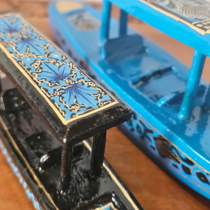 Kashmiri Paper Machie Shikara – Blue and Black Tones - Image 3
