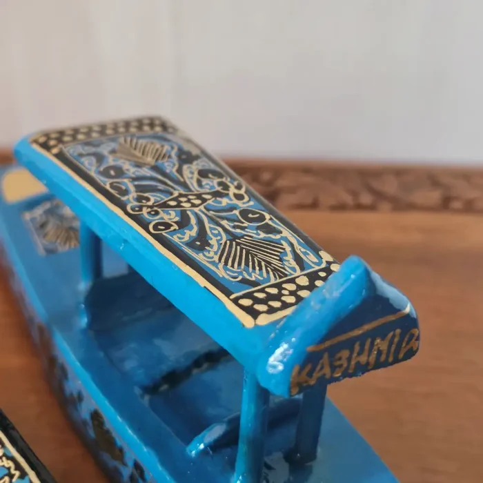 Kashmiri Paper Machie Shikara – Blue and Black Tones - Image 4
