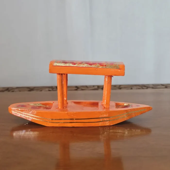 Miniature Kashmiri Paper Machie Shikara – Garden Bloom Design - Image 2